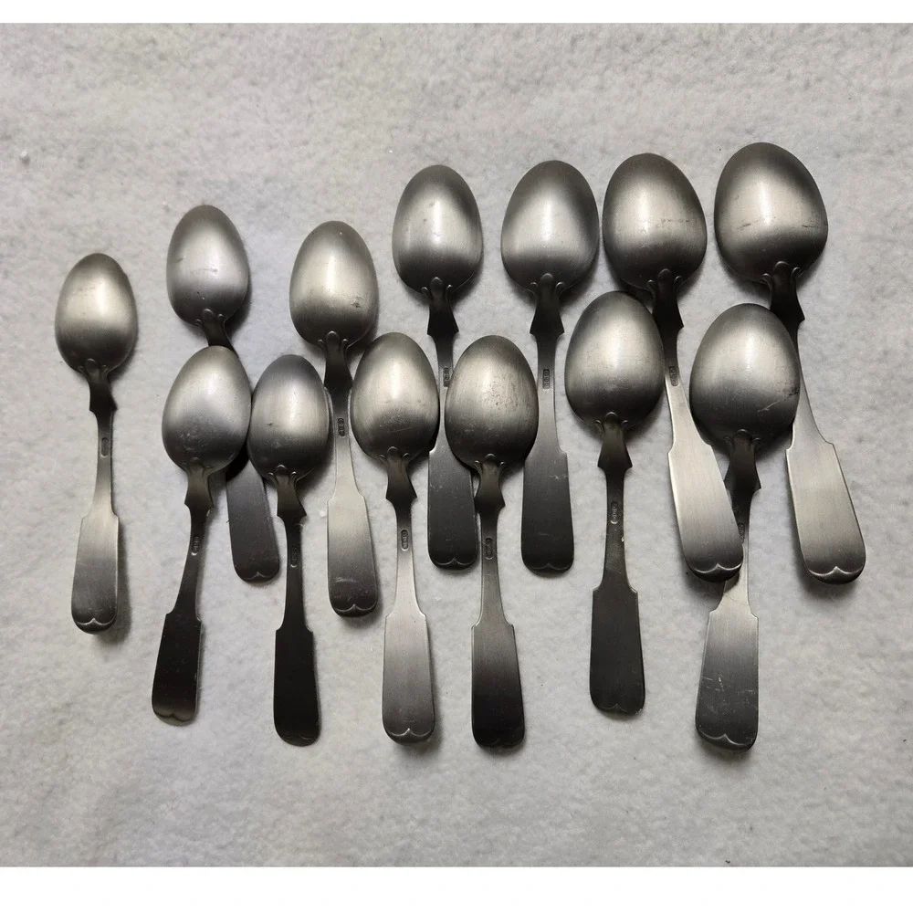 Vintage 1976 Franklin Mint 13 Colonies Pewter Souvenir Spoon Set Bicentennial